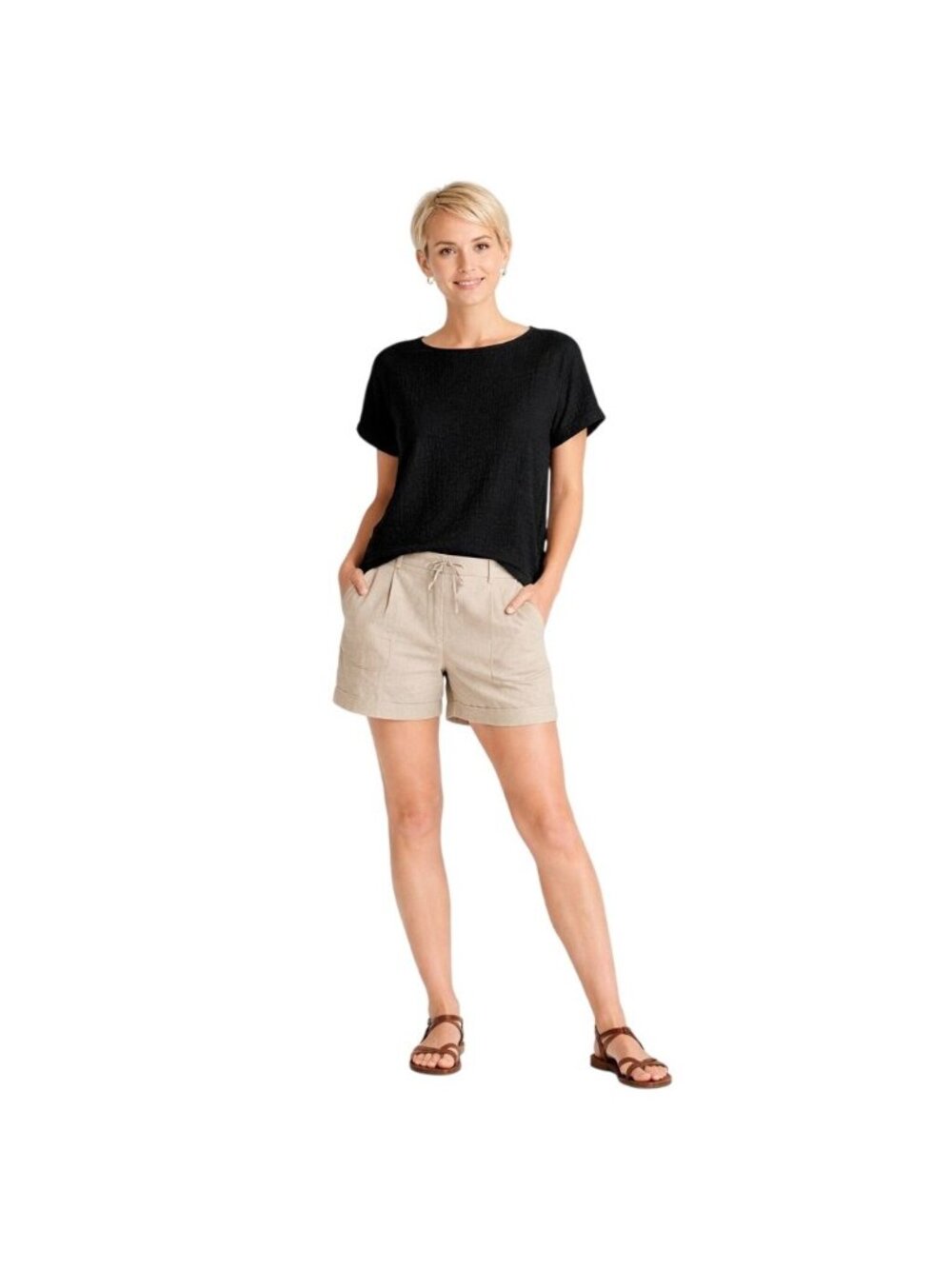 2/$30 ZARA Black M Textured Short Sleeve Top Womens Lightweight Casual Wear